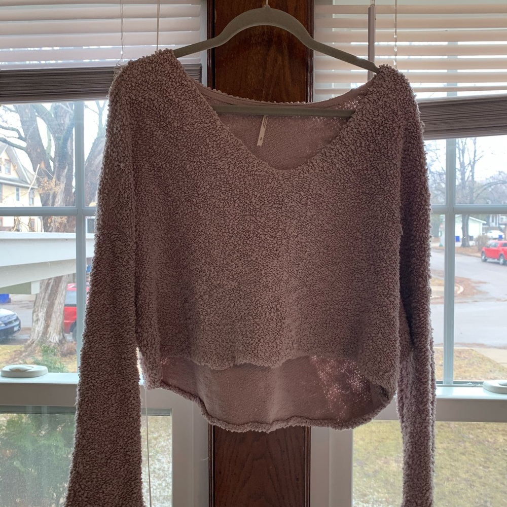 Free People: crop purple sweater